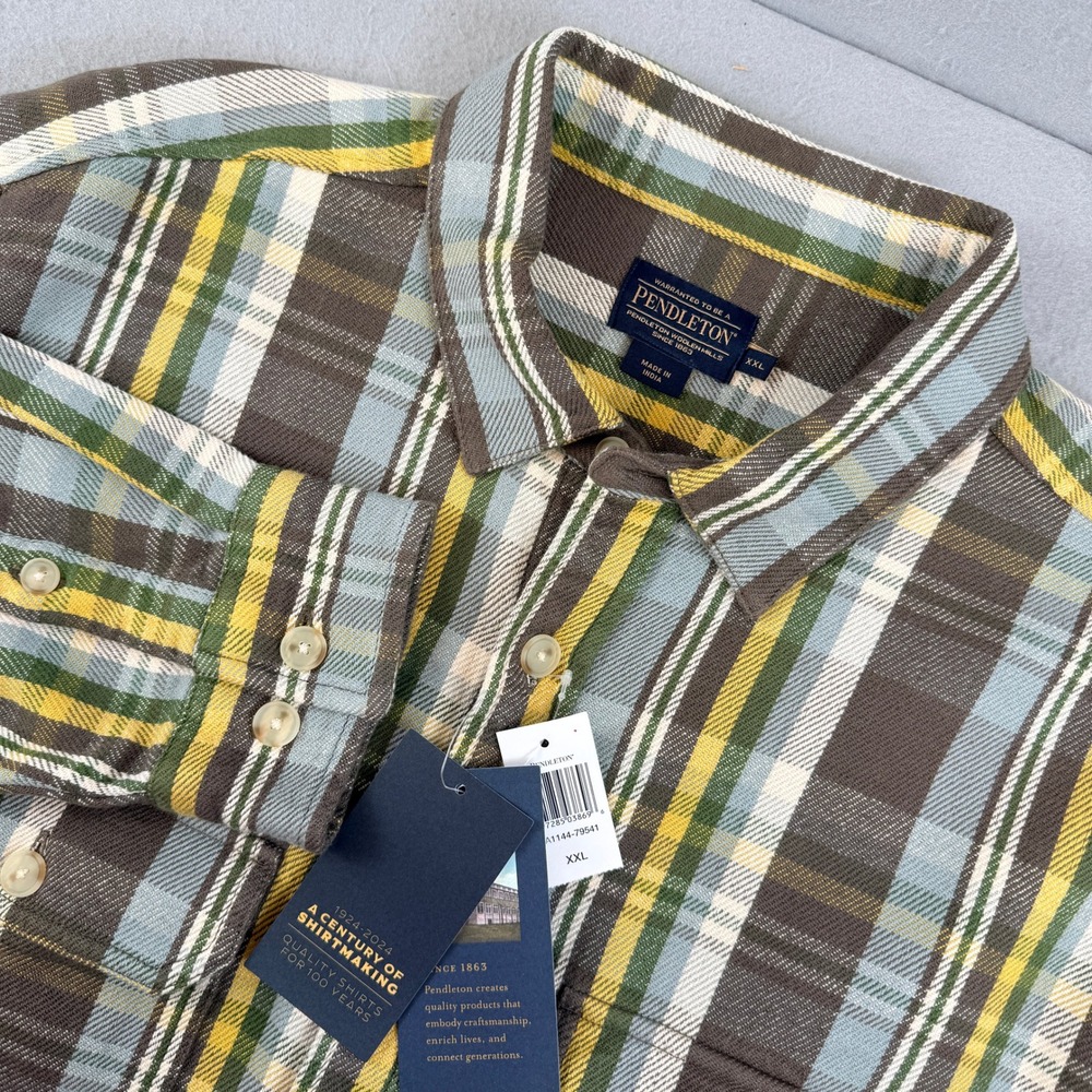 Pendleton Mens XXL Cotton Flannel‎ Plaid Button Down Shirt RA1144-79541 NWT